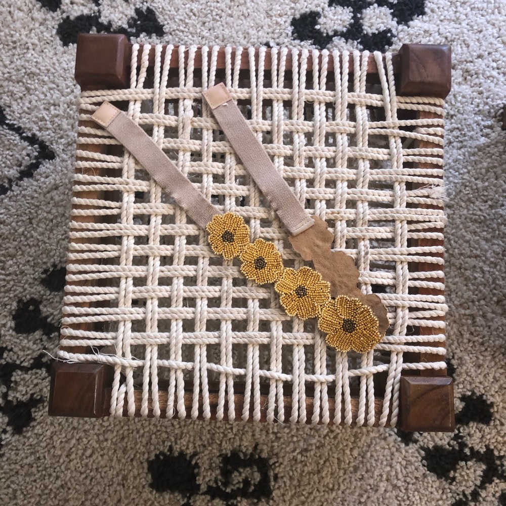 Anthropologie flower belt in mustard yellow